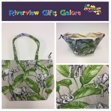 Large Tote Bag With Zip - Elephants Large Tote Bag With Zip - Elephants